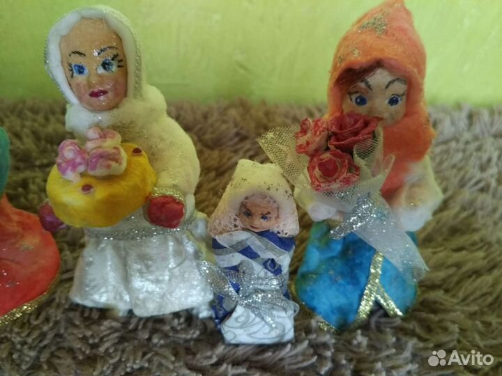 Новогодние игрушки, куклы из ваты