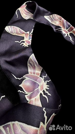 Шелковая лента (твилли) «Жуки» (батик)