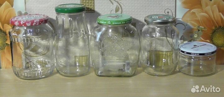 Банки стеклянные 3 л, 1 л, 0,7 л, 0,5 л, 0,25 л