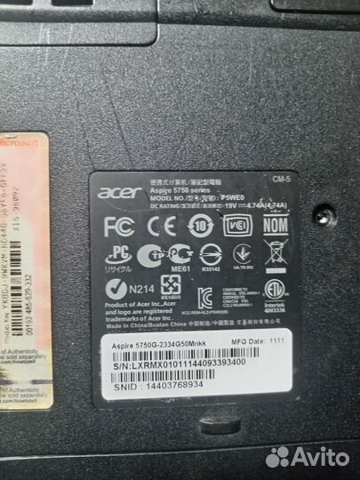 Ноутбук Acer 5750G