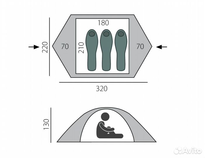 Туристическая палатка 3 местная BTrace Point 3
