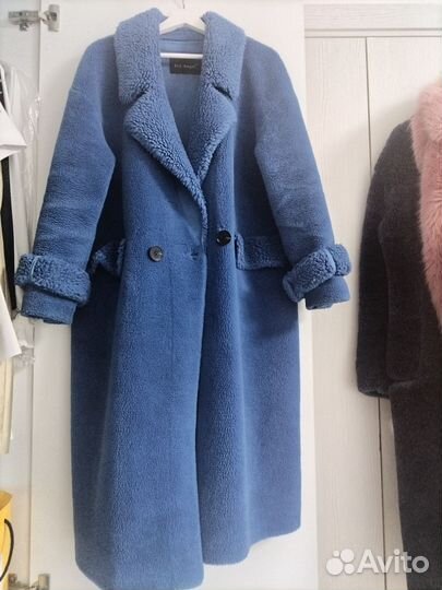 Шуба натуральная синий цвет