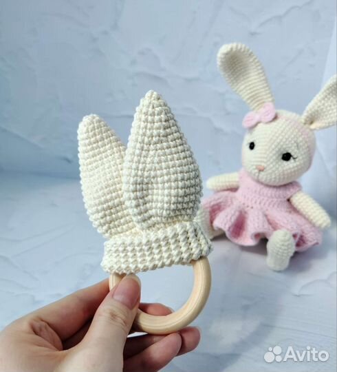 Заяц вязаный, грызунок ушки