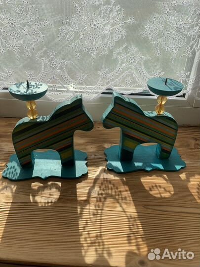 Подсвечник интерьерный лошадки 2 шт б/у