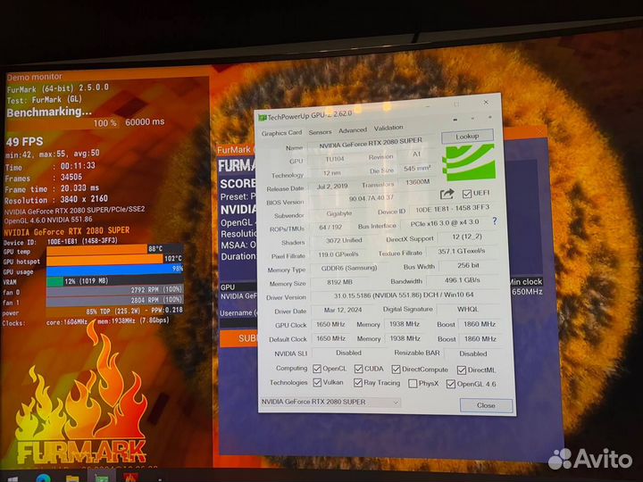 Видеокарта aorus RTX 2080 super 8GB samsung