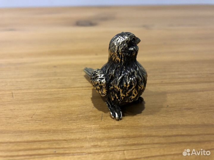 Фигурка воробей. Птица. Бронза