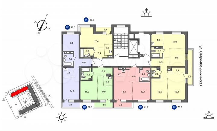4-к. квартира, 78 м², 6/10 эт.