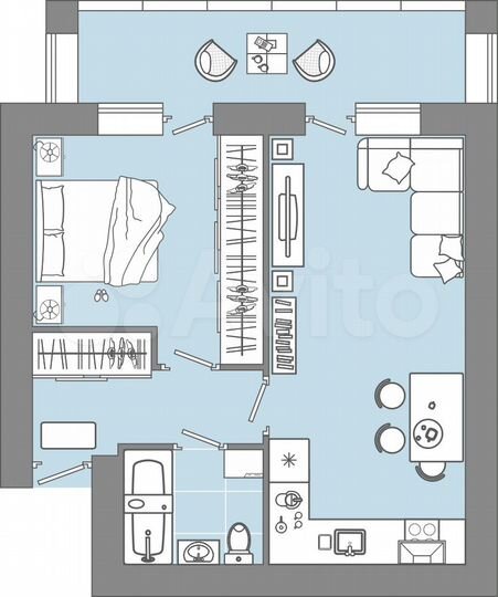 1-к. квартира, 45 м², 1/4 эт.
