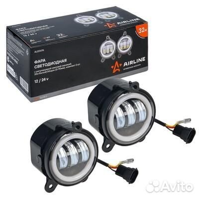 Фара светодиод, регулир.свет.гр-ца, 32w белый/ободок, d-90 мм, кмпл 2шт. pro (aled076)