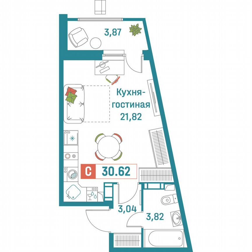 Квартира-студия, 30,6 м², 10/18 эт.