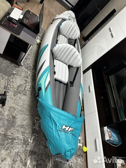 Надувная лодка, каяк новый в коробке весла, насос