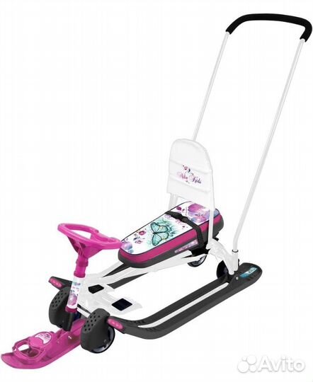 Новый Снегокат с колесами и родительской ручкой