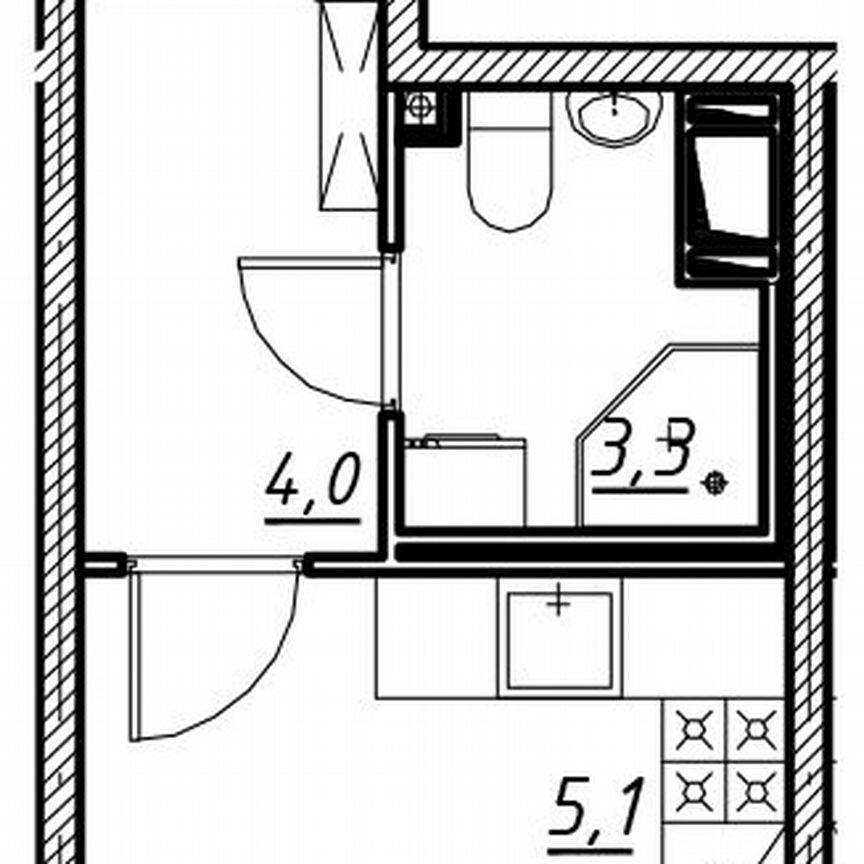 Квартира-студия, 20,5 м², 5/15 эт.