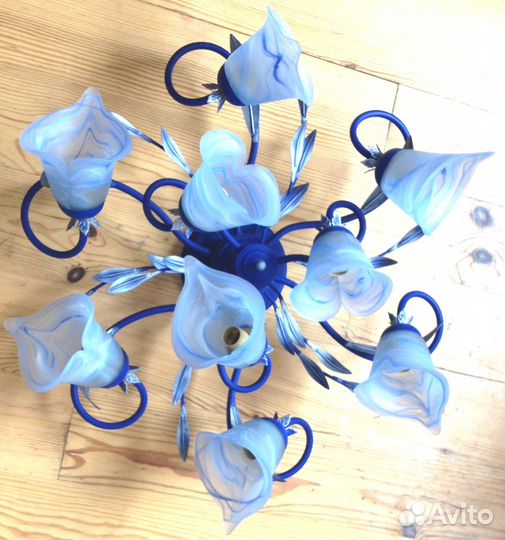 Люстра синяя 9-ти рожковая