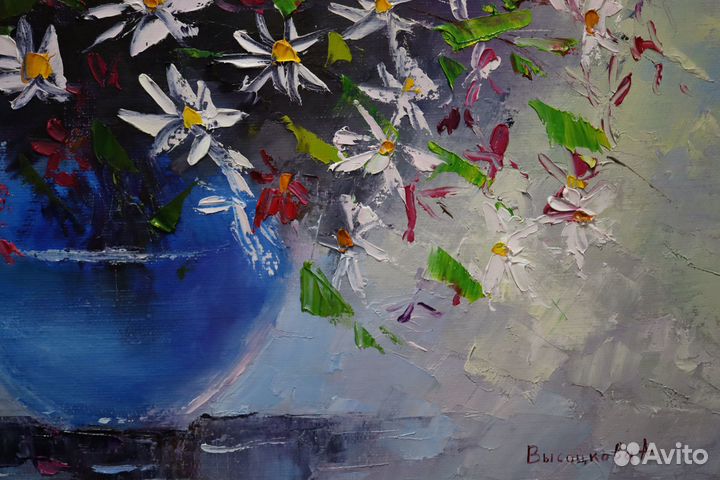 Картина маслом Полевые цветы Ромашки
