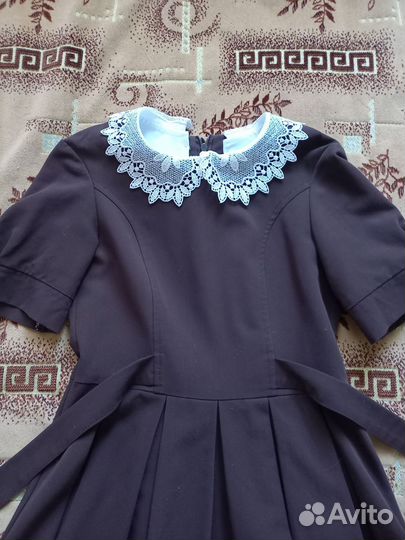 Коричневая школьная форма и фартук, 136-140