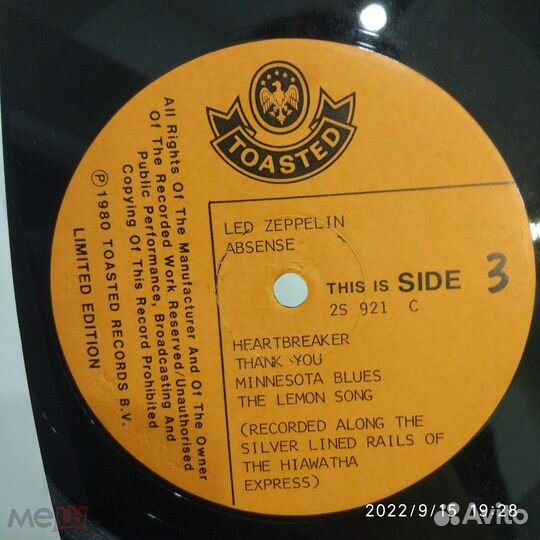 LED Zeppelin absence 1972 (made in australia 1980