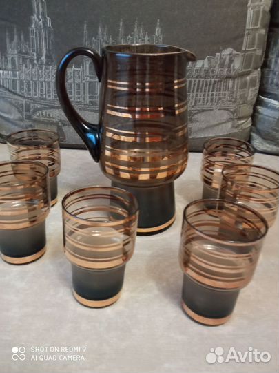 Графин со стаканами богемия