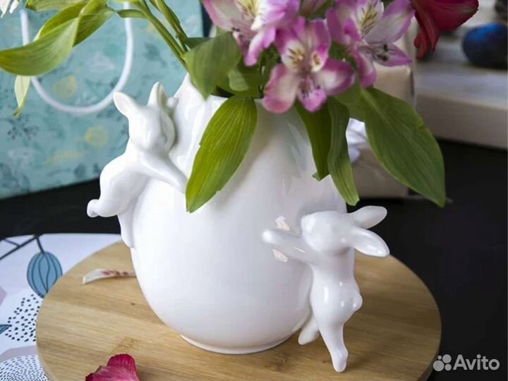 Ваза новая с кроликами Claystreet фарфор