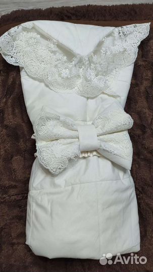 Конверт на выписку, одеяло весна-осень молочный