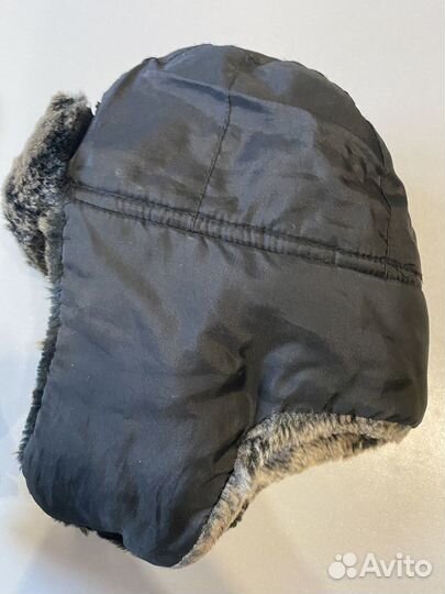 Детская зимняя шапка ушанка, черная. 6-8 лет