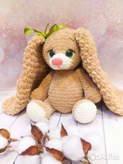 Заяц плюшевый, мягкая игрушка, ручная работа