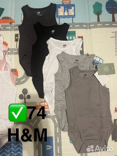 Новый детские боди, майки H&M 68,74,80,86,98