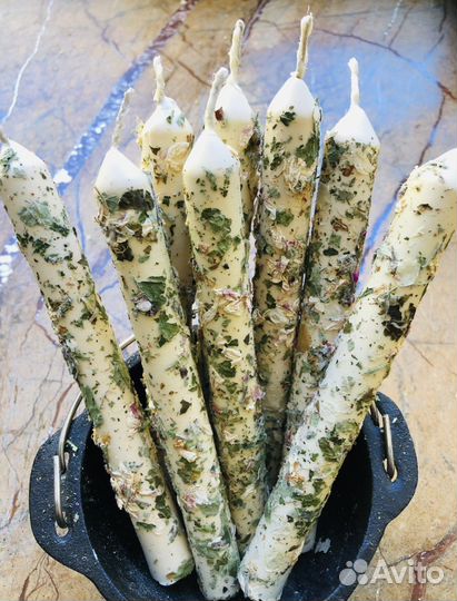 Свечи натуральный пчелиный воск с цветами яблони