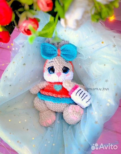 Мягкая игрушка заяц зайка вязаная ручная работа