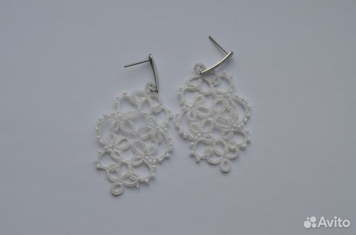 Серьги кружевные фриволите