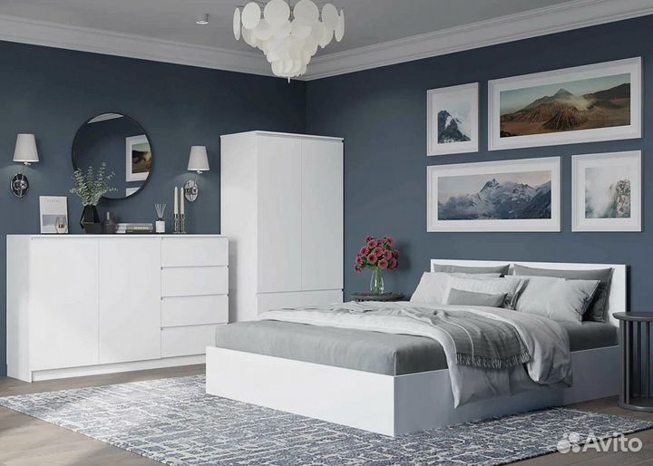 Спальный гарнитур Мори Белый/ Серый Икеа (IKEA )