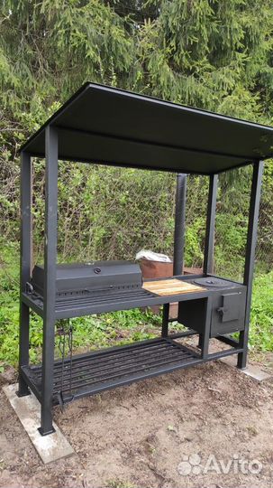 Мангал в стиле Лофт с печью под казан