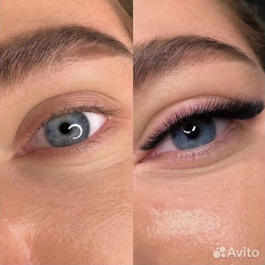 Наращивание ресниц, окрашивание бровей