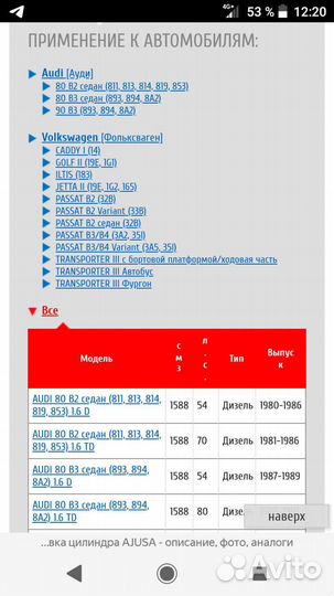 Прокладка гбц Дизель audi 80 В3