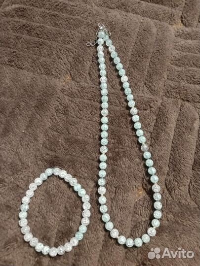 Бусы и браслет из сахарного кварца