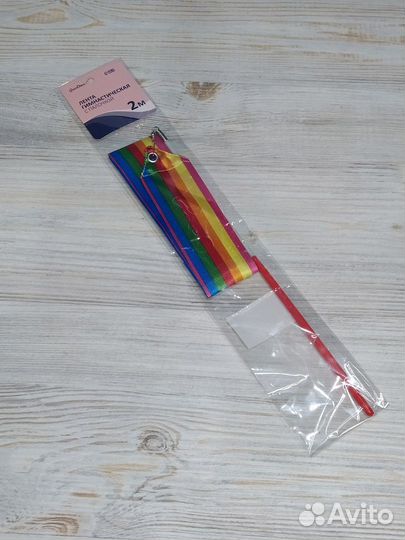 Лента гимн 2 м с палочкой Grace Dance радуга