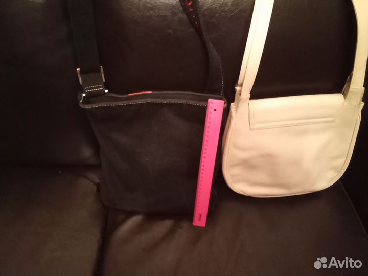Сумка седло кожа белая Италия, черная 100%хлопок