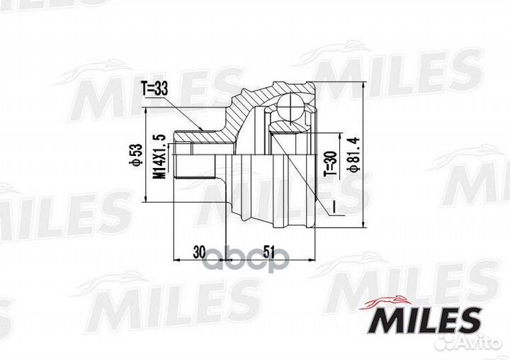 ШРУС audi 80/90 1.6-1.9D 88-91 нар. GA20012 Miles