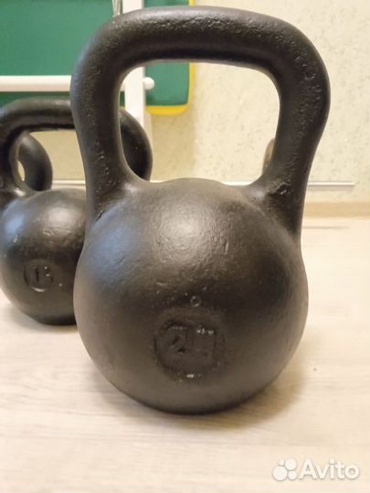 Гири 12,16,24кг + штанга 15кг