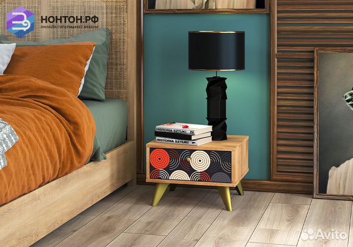 Тумба прикроватная Фьюжн vinil / дуб крафт золотой