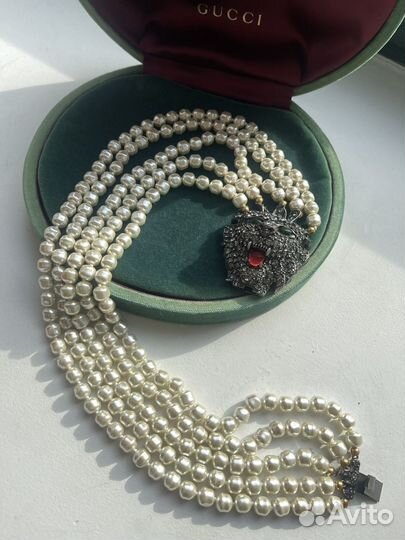 Роскошное колье Gucci c жемчугом оригинал