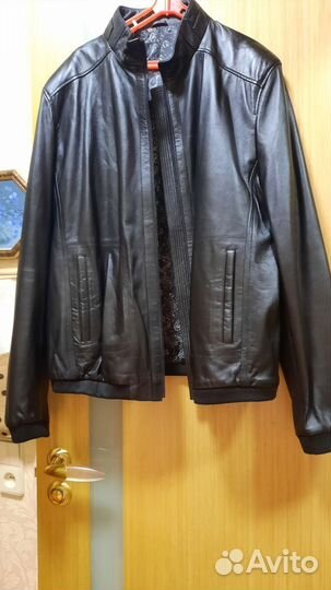 Кожаная куртка мужская 50 52 черная
