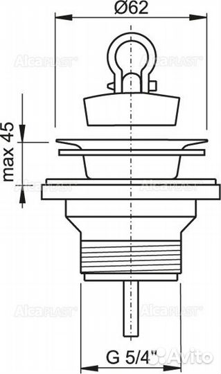 Донный клапан с peшeткой DN63 AlcaPlast A31