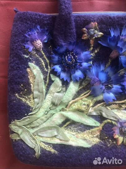Красивая валяная сумка васильки