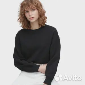 Свитшот Uniqlo Cotton Crew Neck, черный