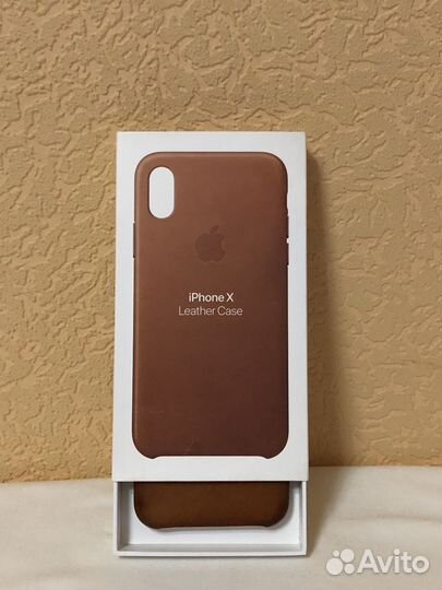 Чехол Apple Leather Case для iPhone X/Хs (коричн)