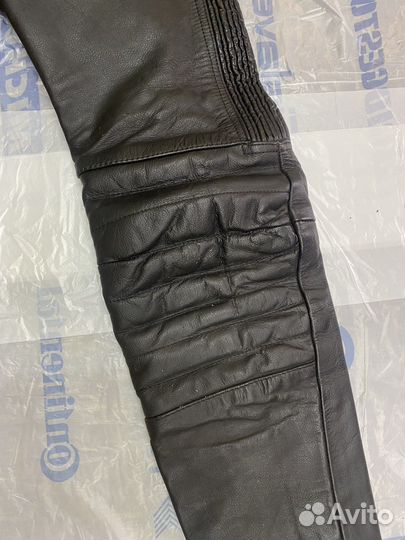 Мото брюки кожаные, размер 48
