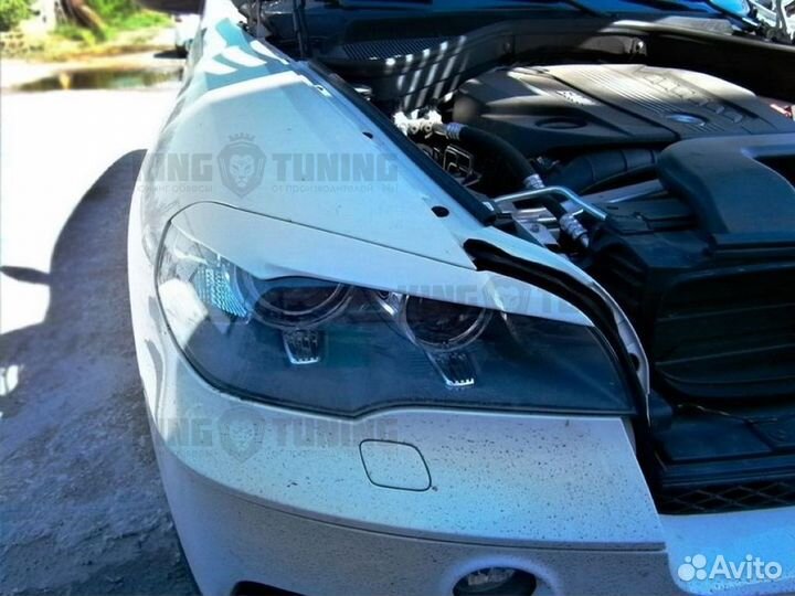 Реснички широкие накладки на фары BMW X5 E70