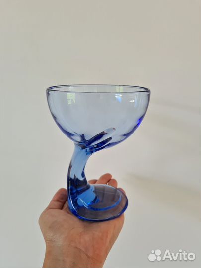 Креманка винтажная кобальтовое стекло