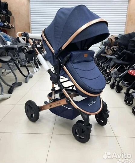 Новая коляска luxmom 3 в 1 джинс
